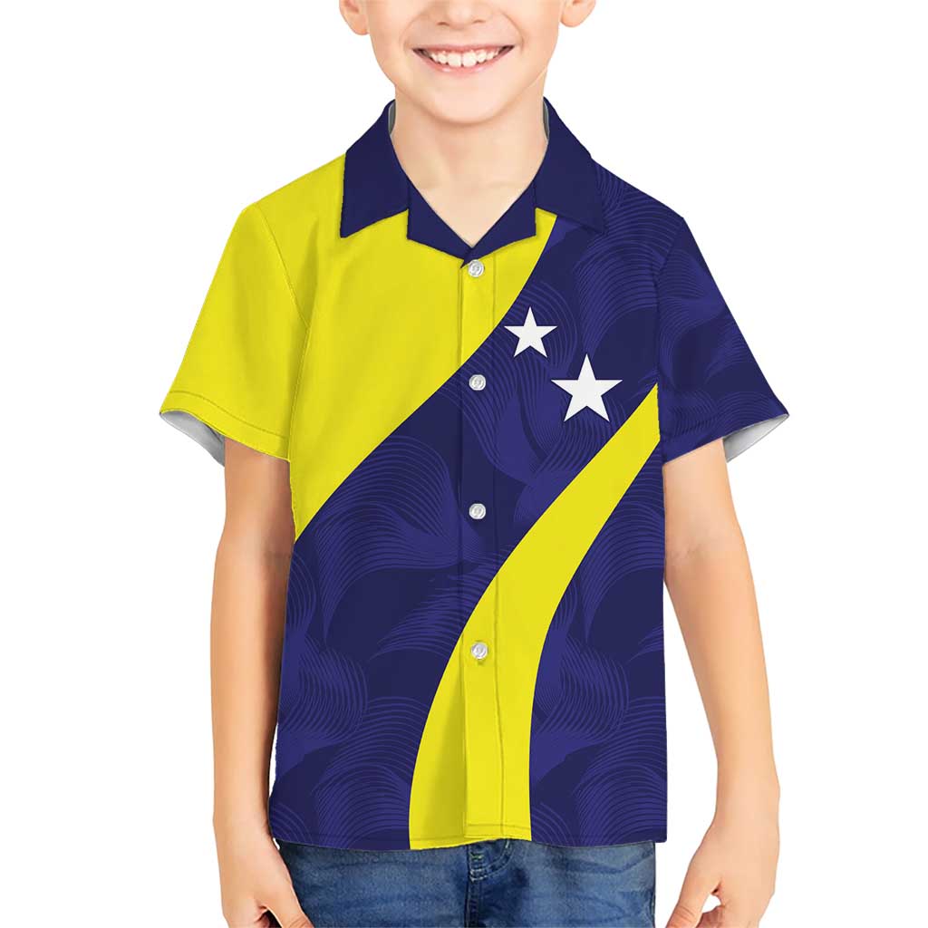 Felis dia di Bandera Curacao Personalized Family Matching Short Sleeve Bodycon Dress and Hawaiian Shirt Curacao Flag Style - Wonder Print Shop