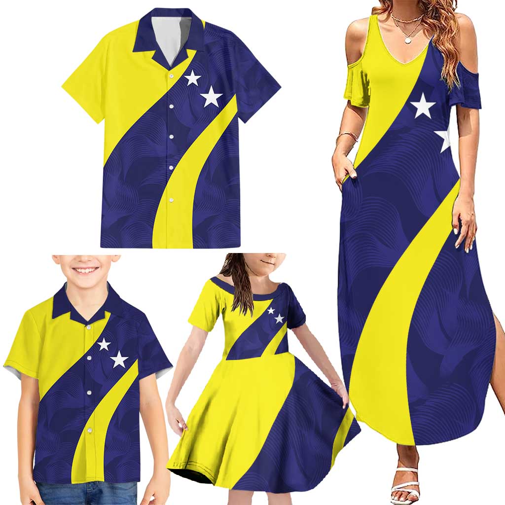 Felis dia di Bandera Curacao Personalized Family Matching Summer Maxi Dress and Hawaiian Shirt Curacao Flag Style - Wonder Print Shop