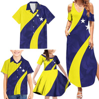Felis dia di Bandera Curacao Personalized Family Matching Summer Maxi Dress and Hawaiian Shirt Curacao Flag Style - Wonder Print Shop