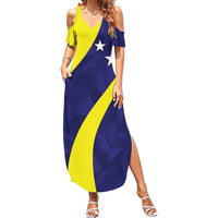 Felis dia di Bandera Curacao Personalized Family Matching Summer Maxi Dress and Hawaiian Shirt Curacao Flag Style - Wonder Print Shop