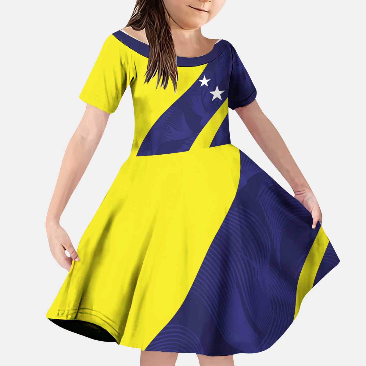 Felis dia di Bandera Curacao Personalized Kid Short Sleeve Dress Curacao Flag Style - Wonder Print Shop