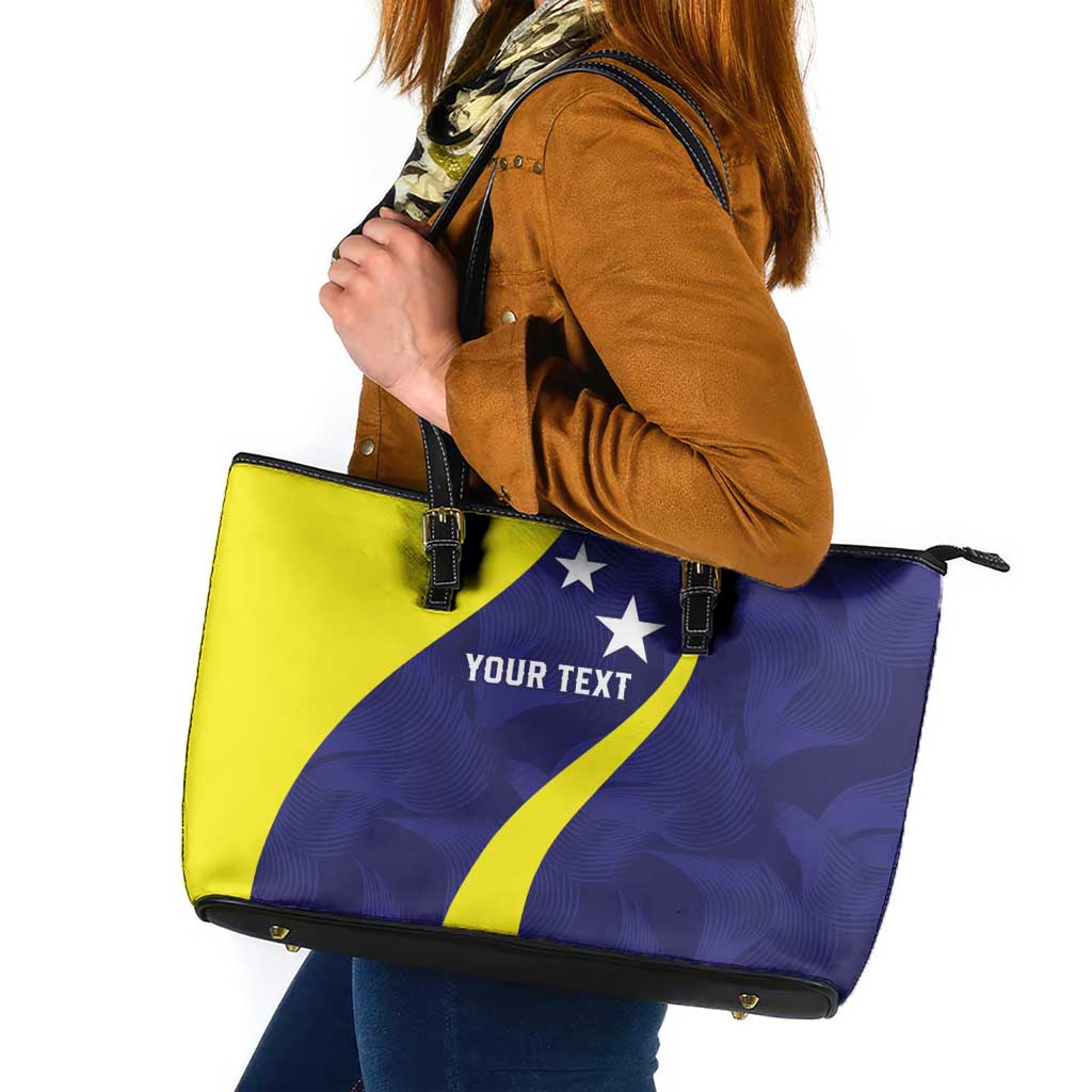 Felis dia di Bandera Curacao Personalized Leather Tote Bag Curacao Flag Style - Wonder Print Shop