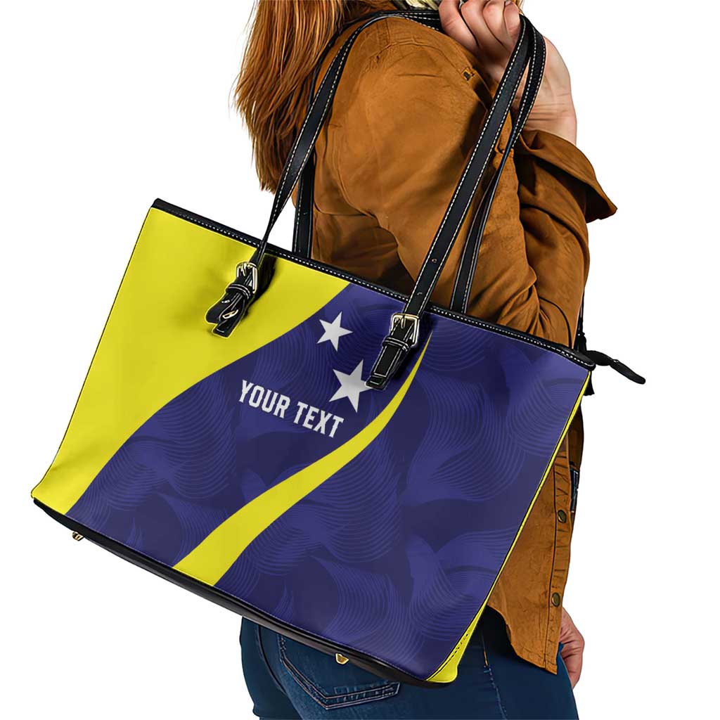 Felis dia di Bandera Curacao Personalized Leather Tote Bag Curacao Flag Style - Wonder Print Shop