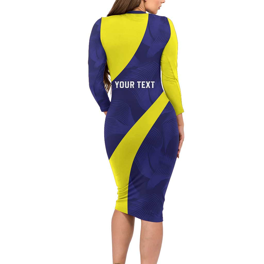 Felis dia di Bandera Curacao Personalized Long Sleeve Bodycon Dress Curacao Flag Style - Wonder Print Shop