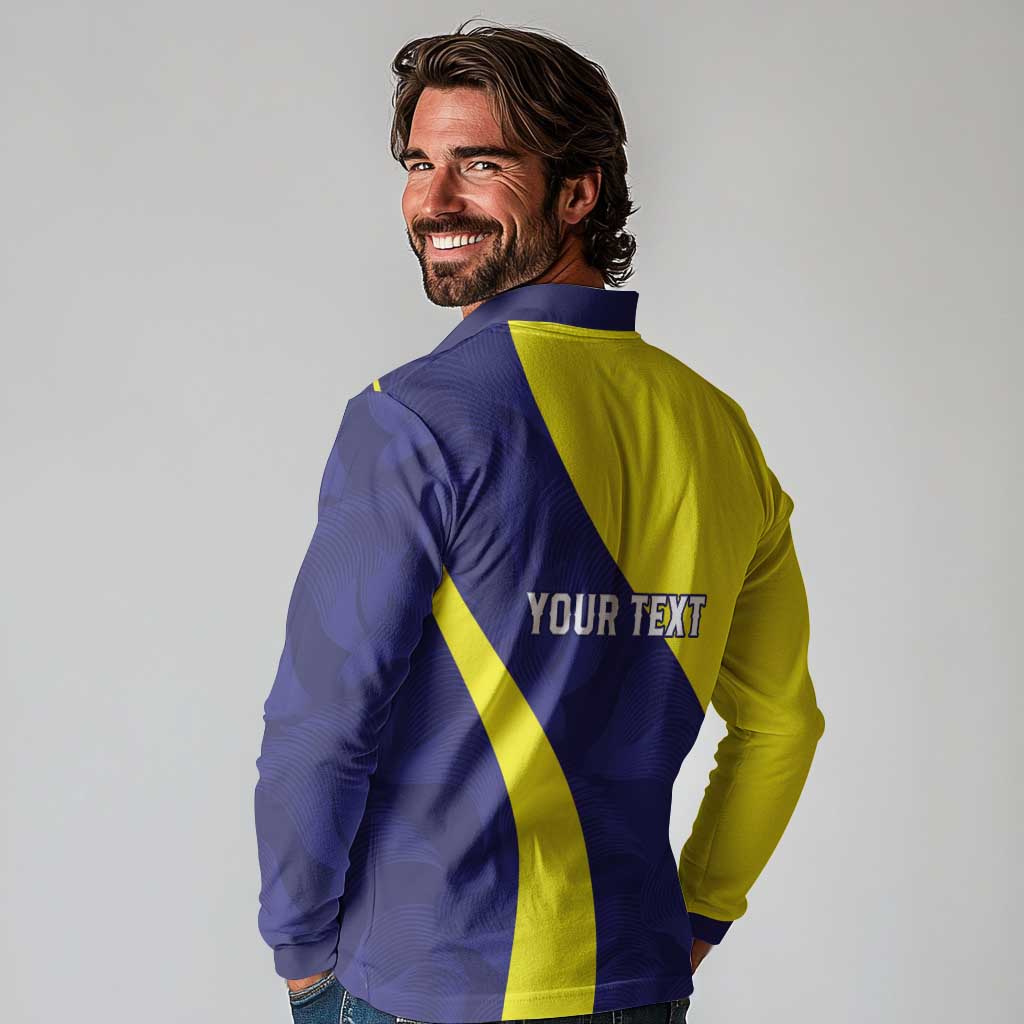 Felis dia di Bandera Curacao Personalized Long Sleeve Polo Shirt Curacao Flag Style - Wonder Print Shop