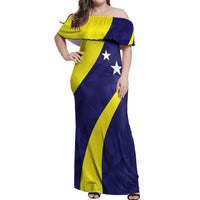 Felis dia di Bandera Curacao Personalized Off Shoulder Maxi Dress Curacao Flag Style - Wonder Print Shop