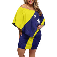 Felis dia di Bandera Curacao Personalized Off Shoulder Short Dress Curacao Flag Style - Wonder Print Shop