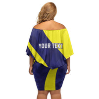 Felis dia di Bandera Curacao Personalized Off Shoulder Short Dress Curacao Flag Style - Wonder Print Shop
