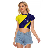 Felis dia di Bandera Curacao Personalized Raglan Cropped T Shirt Curacao Flag Style - Wonder Print Shop