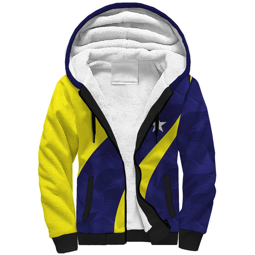 Felis dia di Bandera Curacao Personalized Sherpa Hoodie Curacao Flag Style - Wonder Print Shop