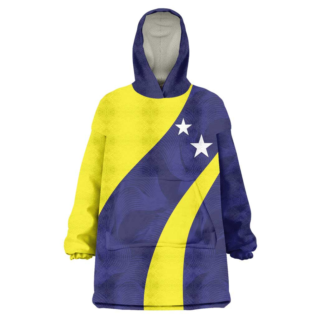 Felis dia di Bandera Curacao Personalized Wearable Blanket Hoodie Curacao Flag Style - Wonder Print Shop