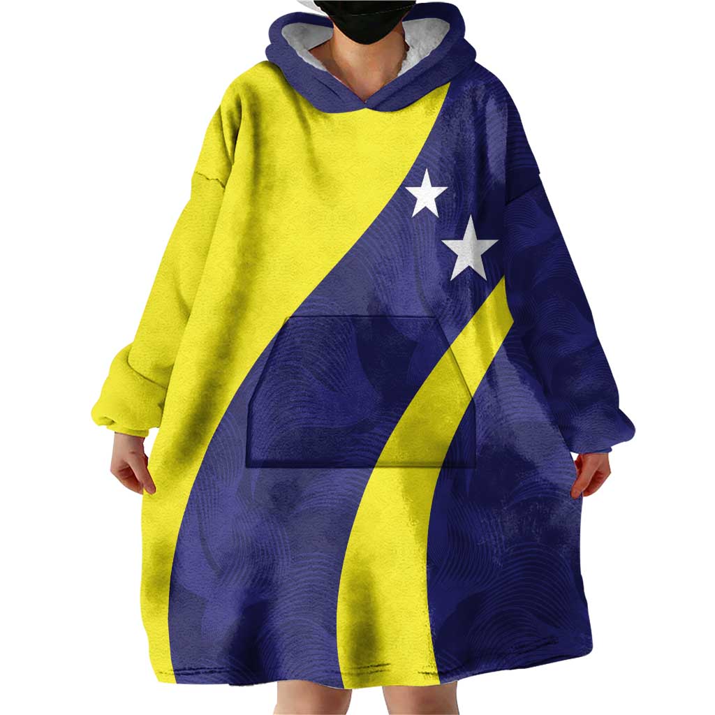 Felis dia di Bandera Curacao Personalized Wearable Blanket Hoodie Curacao Flag Style - Wonder Print Shop