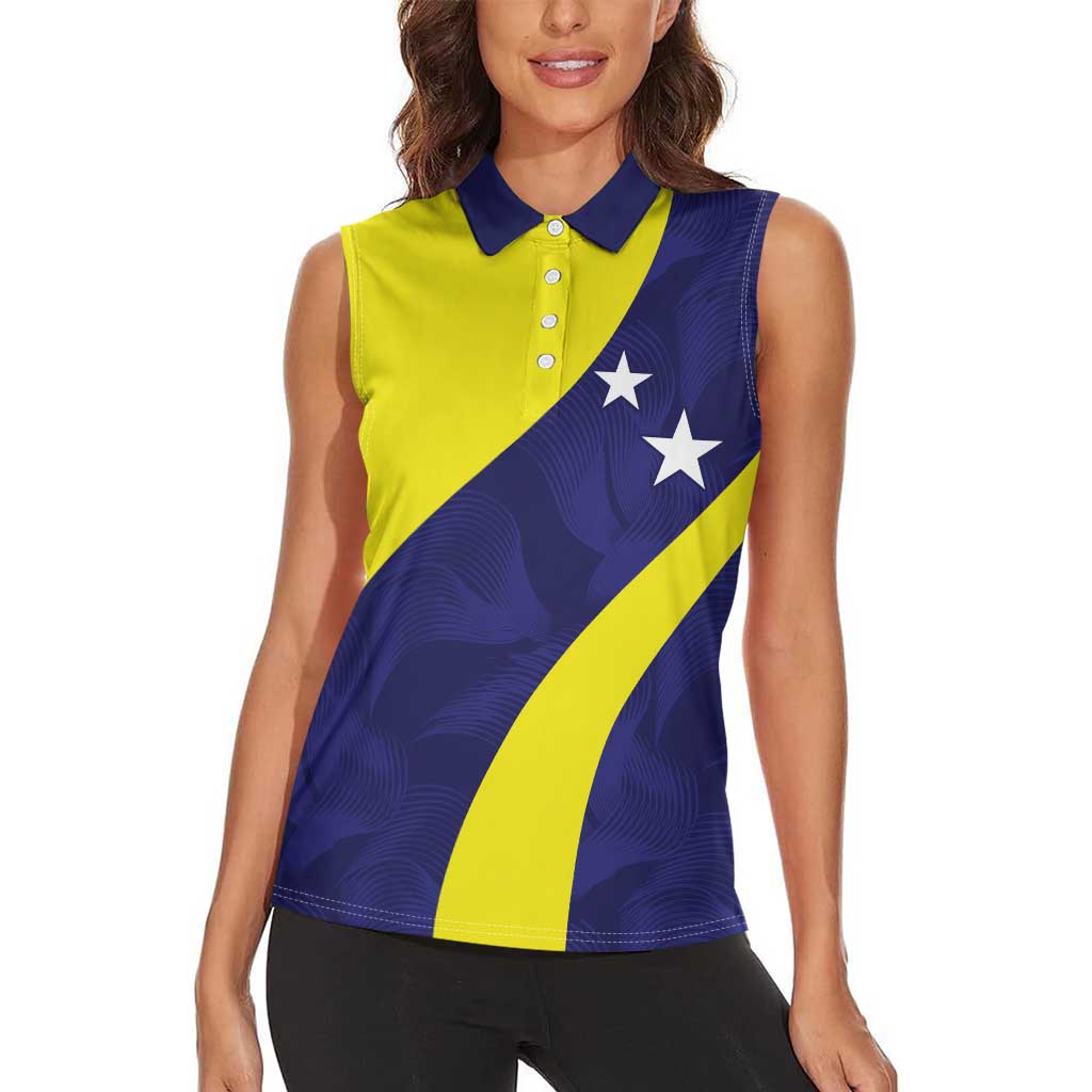 Felis dia di Bandera Curacao Personalized Women Sleeveless Polo Shirt Curacao Flag Style - Wonder Print Shop