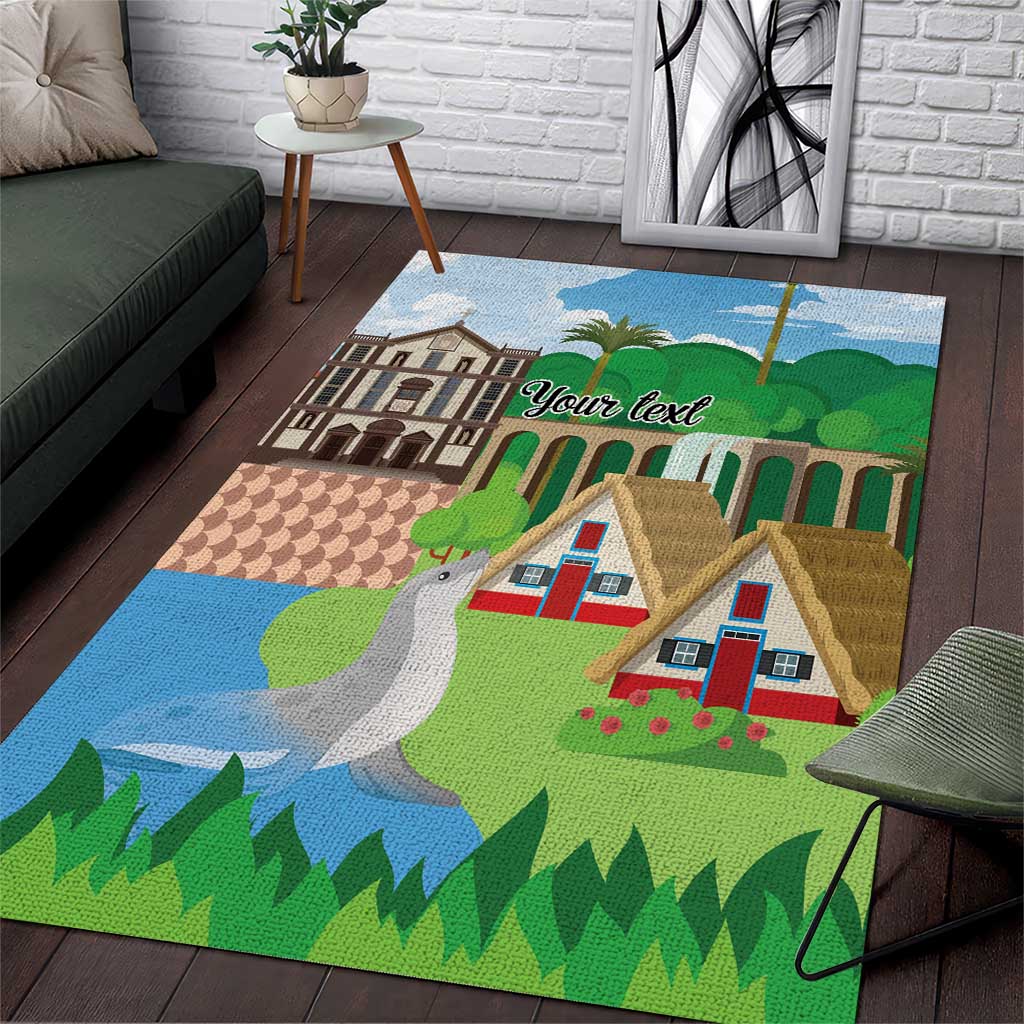 Feliz Dia de Madeira Personalized Area Rug Traditional Palheiros Straw-roofed Houses - Wonder Print Shop