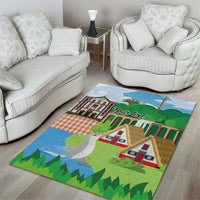 Feliz Dia de Madeira Personalized Area Rug Traditional Palheiros Straw-roofed Houses - Wonder Print Shop