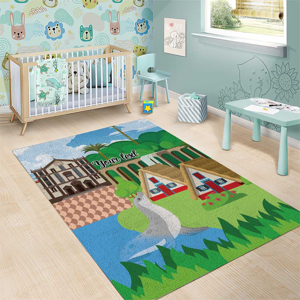 Feliz Dia de Madeira Personalized Area Rug Traditional Palheiros Straw-roofed Houses - Wonder Print Shop
