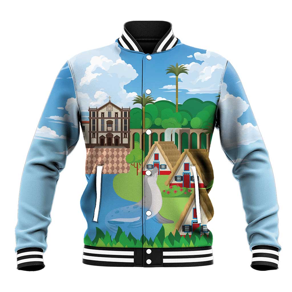 Feliz Dia de Madeira Personalized Baseball Jacket Traditional Palheiros Straw-roofed Houses - Wonder Print Shop