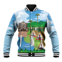 Feliz Dia de Madeira Personalized Baseball Jacket Traditional Palheiros Straw-roofed Houses - Wonder Print Shop