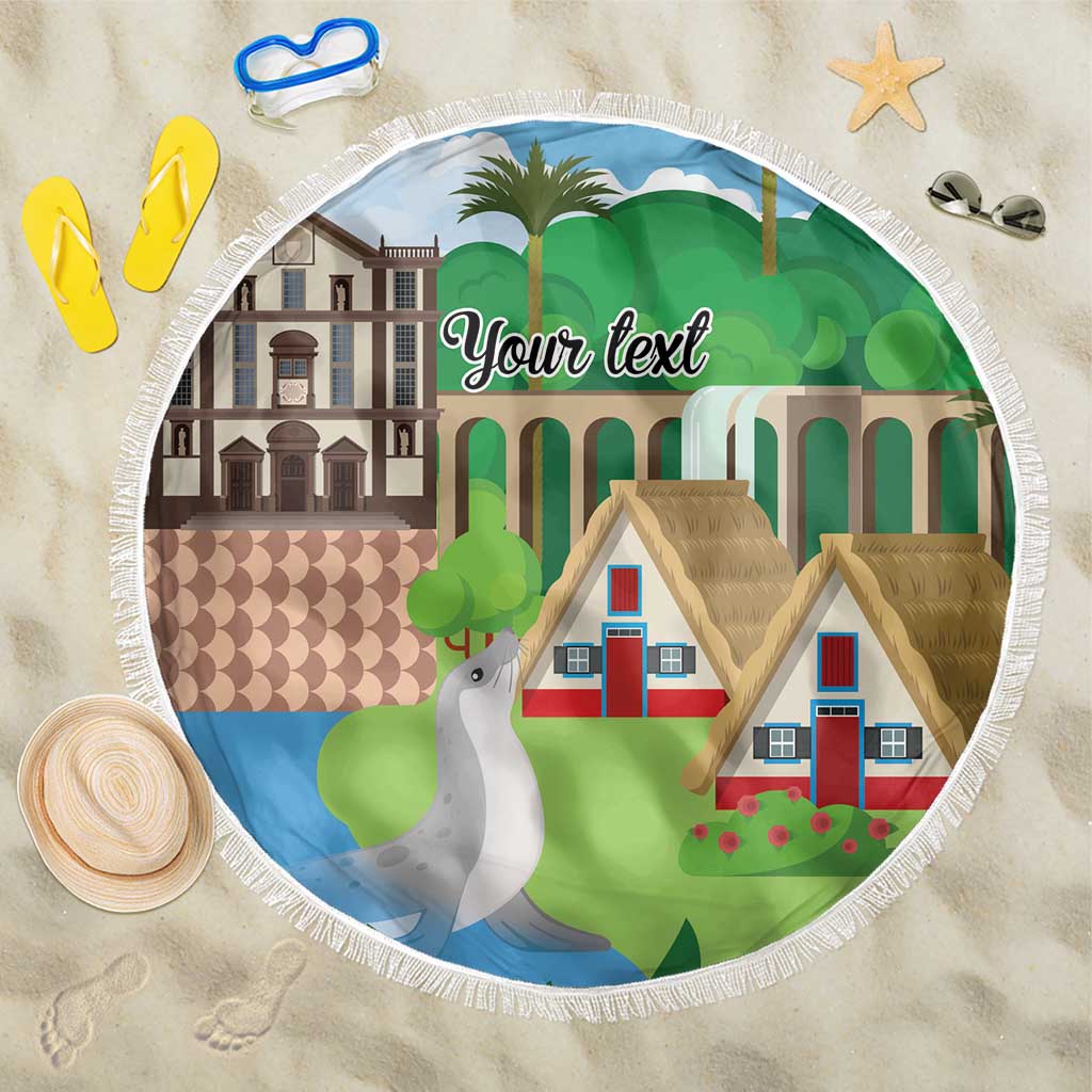 Feliz Dia de Madeira Personalized Beach Blanket Traditional Palheiros Straw-roofed Houses - Wonder Print Shop