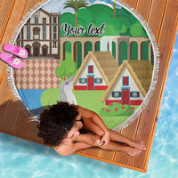 Feliz Dia de Madeira Personalized Beach Blanket Traditional Palheiros Straw-roofed Houses - Wonder Print Shop