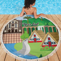Feliz Dia de Madeira Personalized Beach Blanket Traditional Palheiros Straw-roofed Houses - Wonder Print Shop