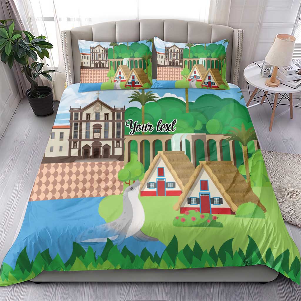 Feliz Dia de Madeira Personalized Bedding Set Traditional Palheiros Straw-roofed Houses - Wonder Print Shop