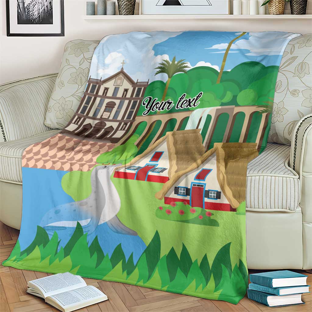 Feliz Dia de Madeira Personalized Blanket Traditional Palheiros Straw-roofed Houses - Wonder Print Shop
