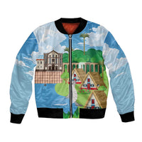 Feliz Dia de Madeira Personalized Bomber Jacket Traditional Palheiros Straw-roofed Houses - Wonder Print Shop