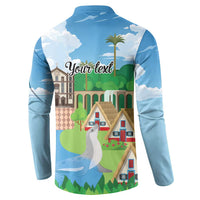 Feliz Dia de Madeira Personalized Button Sweatshirt Traditional Palheiros Straw-roofed Houses - Wonder Print Shop