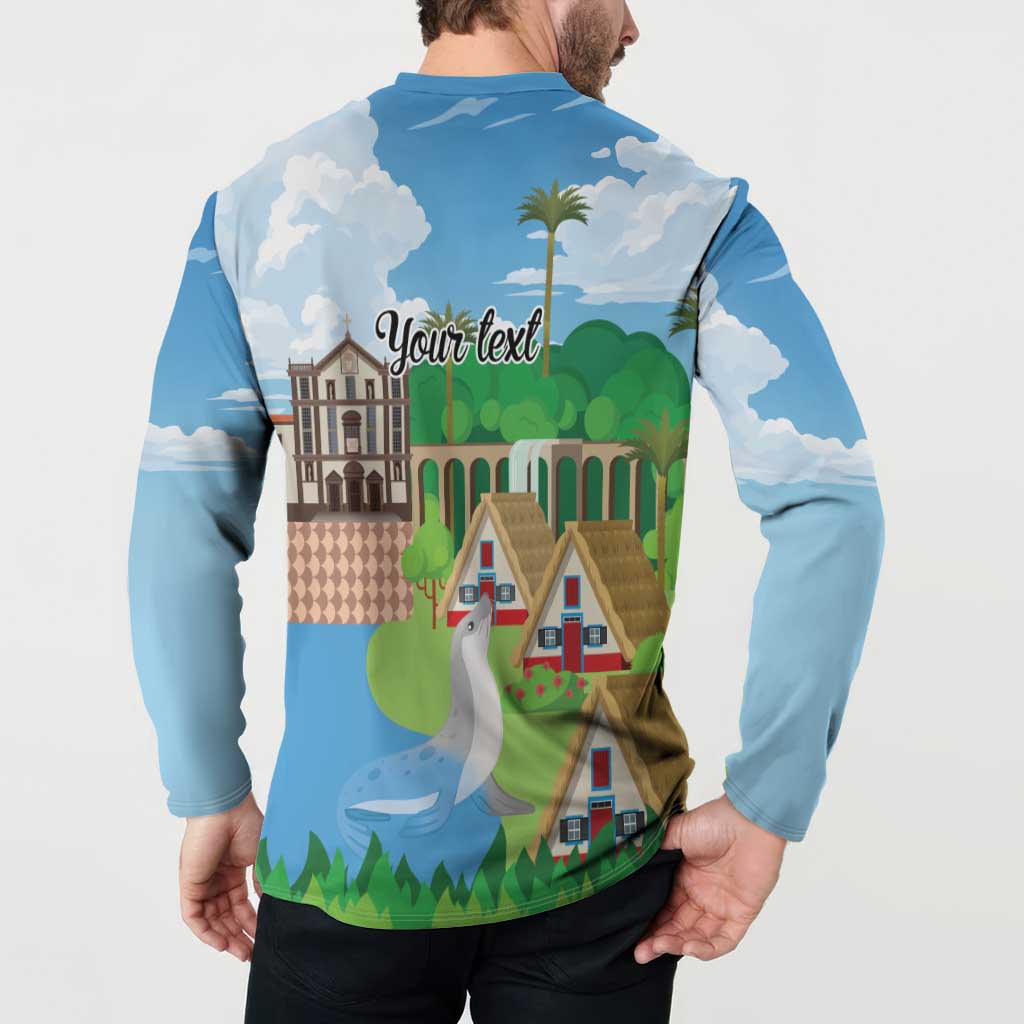 Feliz Dia de Madeira Personalized Button Sweatshirt Traditional Palheiros Straw-roofed Houses - Wonder Print Shop