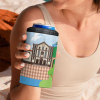 Feliz Dia de Madeira Personalized 4 in 1 Can Cooler Tumbler Traditional Palheiros Straw-roofed Houses - Wonder Print Shop