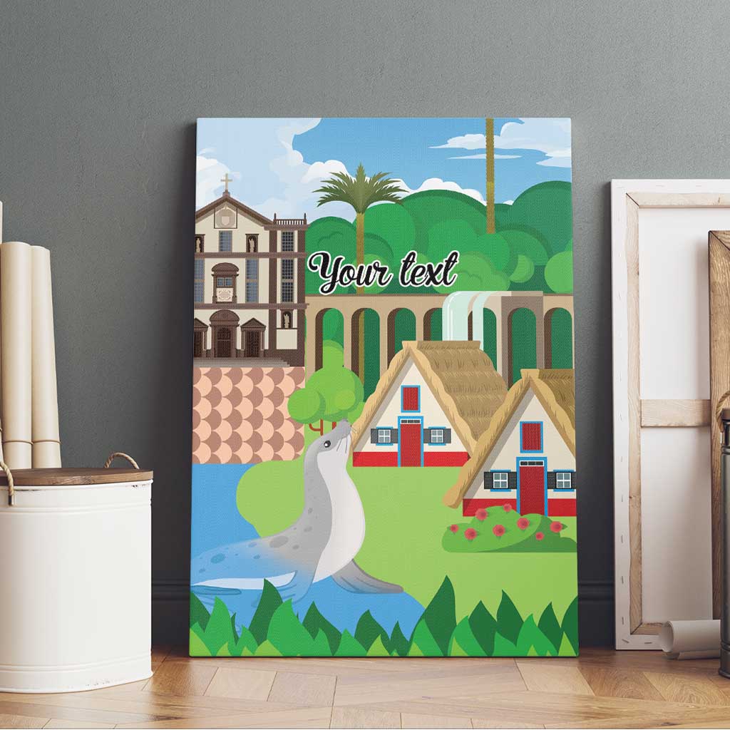 Feliz Dia de Madeira Personalized Canvas Wall Art Traditional Palheiros Straw-roofed Houses - Wonder Print Shop