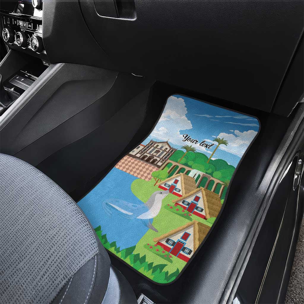 Feliz Dia de Madeira Personalized Car Mats Traditional Palheiros Straw-roofed Houses - Wonder Print Shop