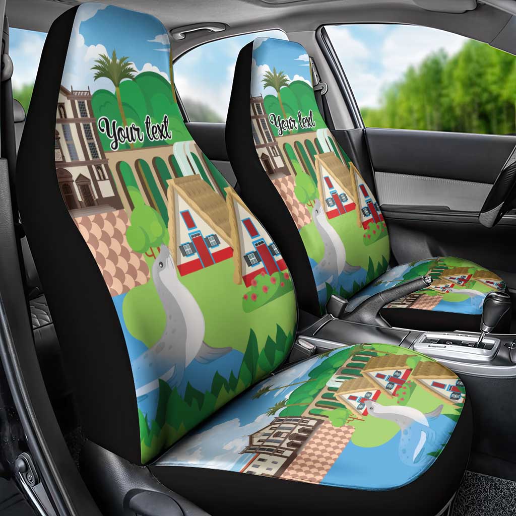 Feliz Dia de Madeira Personalized Car Seat Cover Traditional Palheiros Straw-roofed Houses - Wonder Print Shop