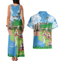 Feliz Dia de Madeira Personalized Couples Matching Tank Maxi Dress and Hawaiian Shirt Traditional Palheiros Straw-roofed Houses - Wonder Print Shop