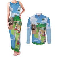 Feliz Dia de Madeira Personalized Couples Matching Tank Maxi Dress and Long Sleeve Button Shirt Traditional Palheiros Straw-roofed Houses - Wonder Print Shop