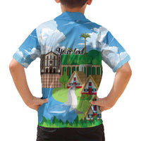 Feliz Dia de Madeira Personalized Family Matching Long Sleeve Bodycon Dress and Hawaiian Shirt Traditional Palheiros Straw-roofed Houses - Wonder Print Shop