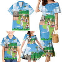 Feliz Dia de Madeira Personalized Family Matching Mermaid Dress and Hawaiian Shirt Traditional Palheiros Straw-roofed Houses - Wonder Print Shop