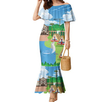 Feliz Dia de Madeira Personalized Family Matching Mermaid Dress and Hawaiian Shirt Traditional Palheiros Straw-roofed Houses - Wonder Print Shop