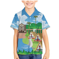 Feliz Dia de Madeira Personalized Family Matching Mermaid Dress and Hawaiian Shirt Traditional Palheiros Straw-roofed Houses - Wonder Print Shop