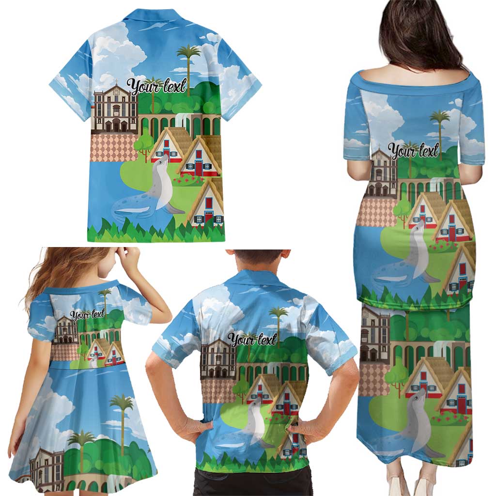 Feliz Dia de Madeira Personalized Family Matching Puletasi and Hawaiian Shirt Traditional Palheiros Straw-roofed Houses - Wonder Print Shop