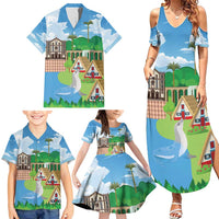 Feliz Dia de Madeira Personalized Family Matching Summer Maxi Dress and Hawaiian Shirt Traditional Palheiros Straw-roofed Houses - Wonder Print Shop