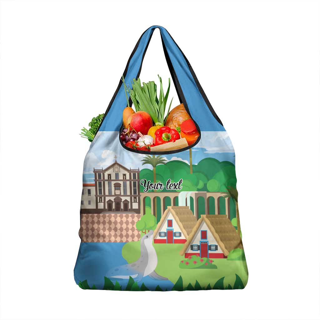 Feliz Dia de Madeira Personalized Grocery Bag Traditional Palheiros Straw-roofed Houses - Wonder Print Shop