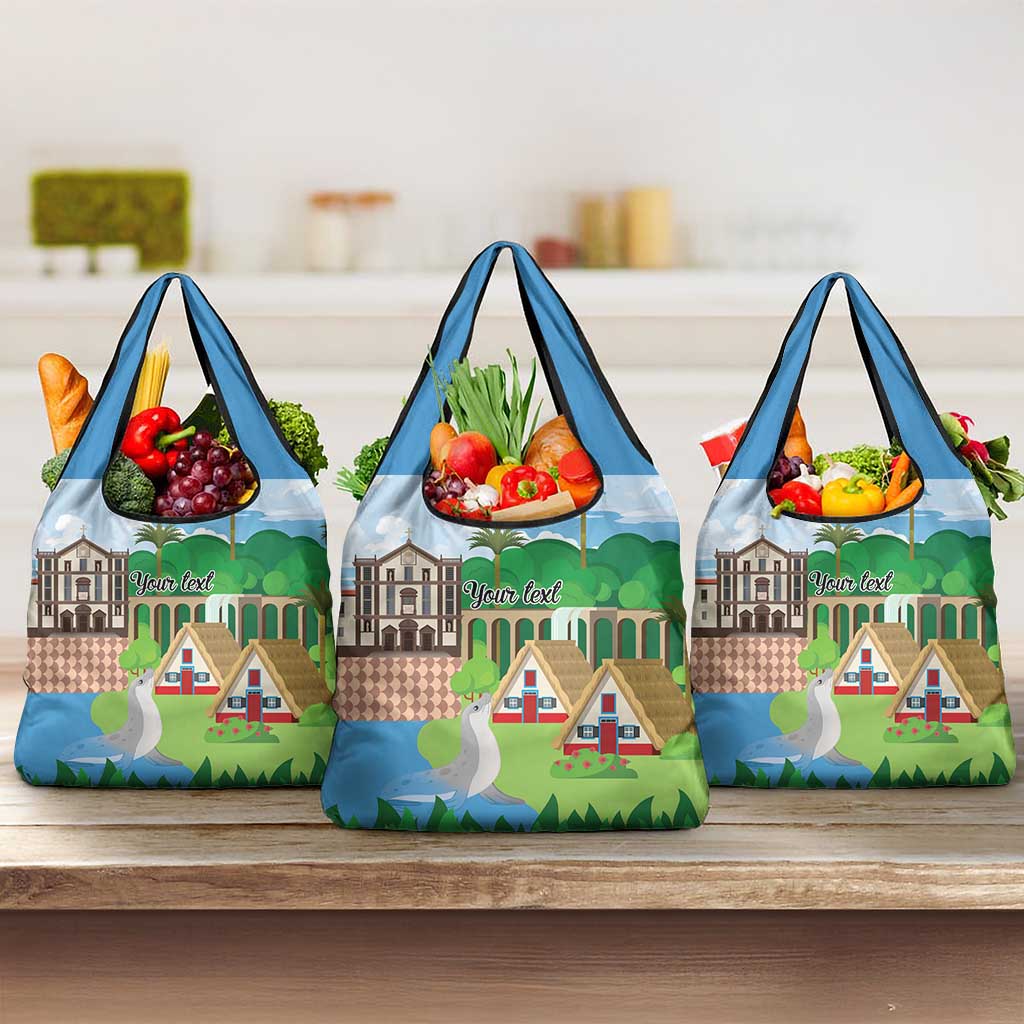 Feliz Dia de Madeira Personalized Grocery Bag Traditional Palheiros Straw-roofed Houses - Wonder Print Shop