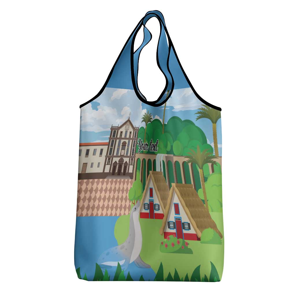 Feliz Dia de Madeira Personalized Grocery Bag Traditional Palheiros Straw-roofed Houses - Wonder Print Shop