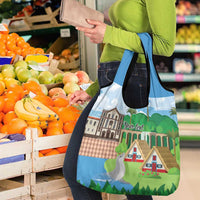 Feliz Dia de Madeira Personalized Grocery Bag Traditional Palheiros Straw-roofed Houses - Wonder Print Shop