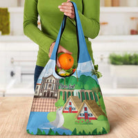 Feliz Dia de Madeira Personalized Grocery Bag Traditional Palheiros Straw-roofed Houses - Wonder Print Shop