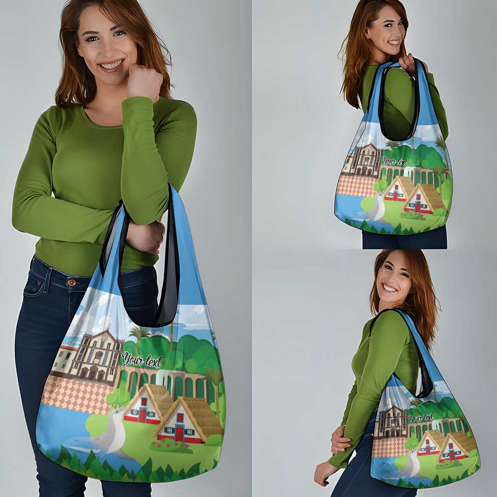 Feliz Dia de Madeira Personalized Grocery Bag Traditional Palheiros Straw-roofed Houses - Wonder Print Shop