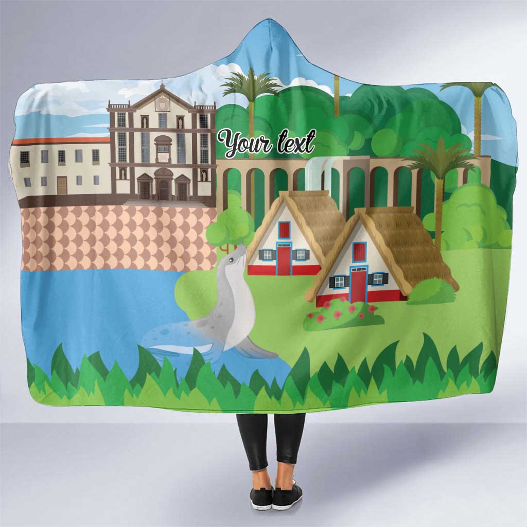 Feliz Dia de Madeira Personalized Hooded Blanket Traditional Palheiros Straw-roofed Houses - Wonder Print Shop