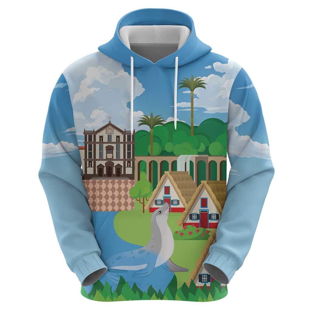 Feliz Dia de Madeira Personalized Hoodie Traditional Palheiros Straw-roofed Houses - Wonder Print Shop
